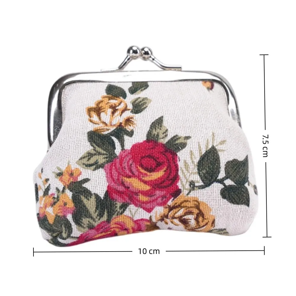 Monedero de lona floral retro portátil para monedas y cambio - imagen 4