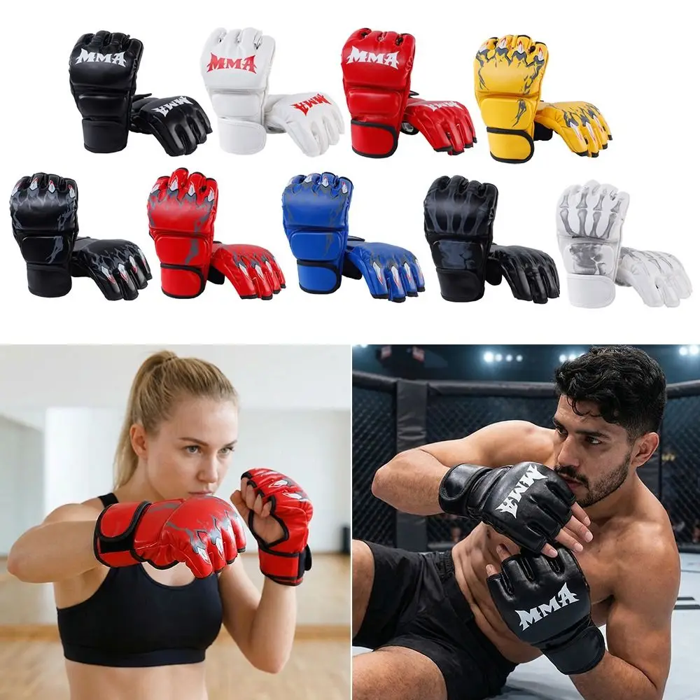 Guantes de boxeo profesionales de medio dedo con cojín de cuero - imagen 5