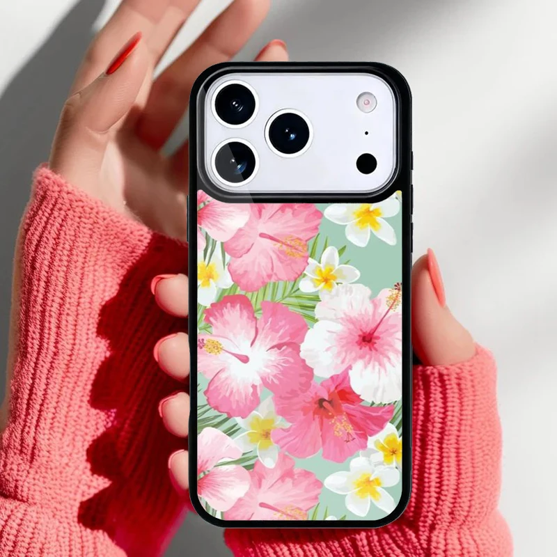 Funda Floral Híbrida Krajews vista frontal con flores de hibisco