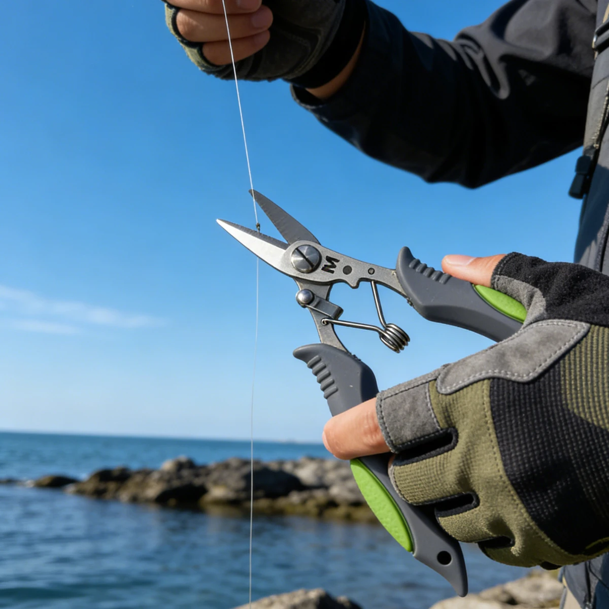 Tijeras de Pesca Mustad, cortador trenzas acero inoxidable con bloqueo - imagen 5