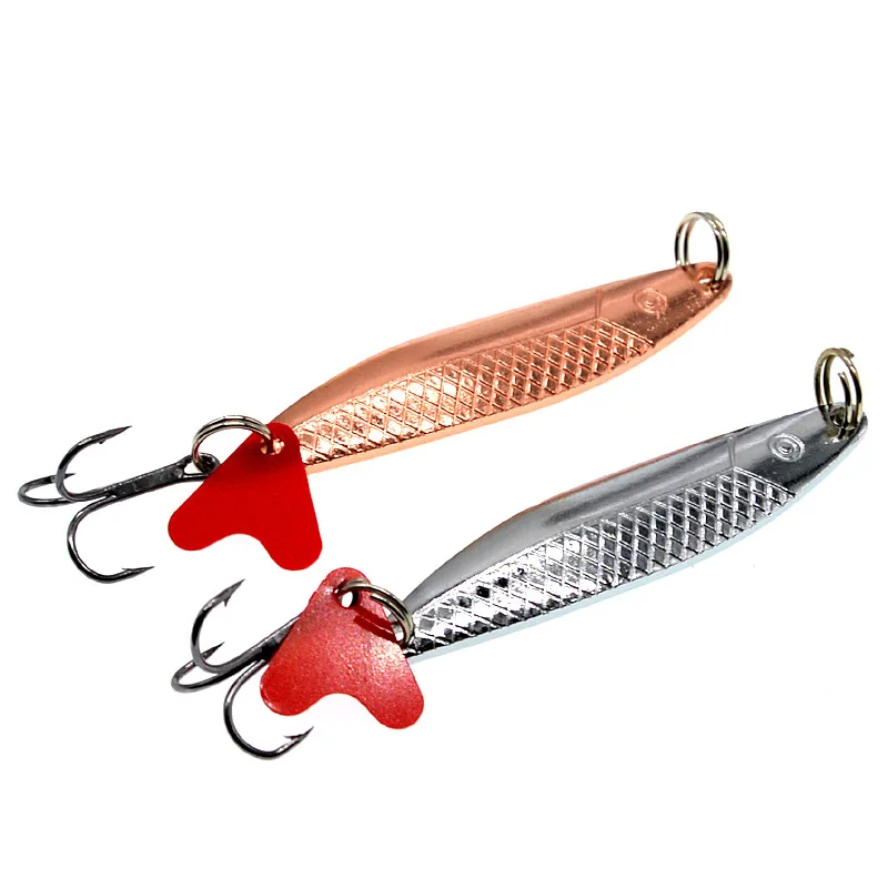 Señuelo de pesca metálico tipo cuchara giratoria vista lateral