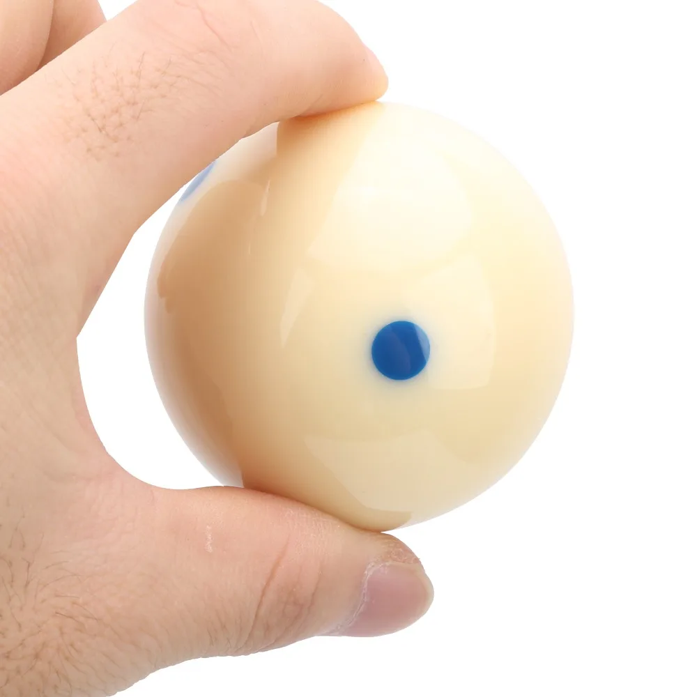 Bola billar de entrenamiento azul y blanca con puntos