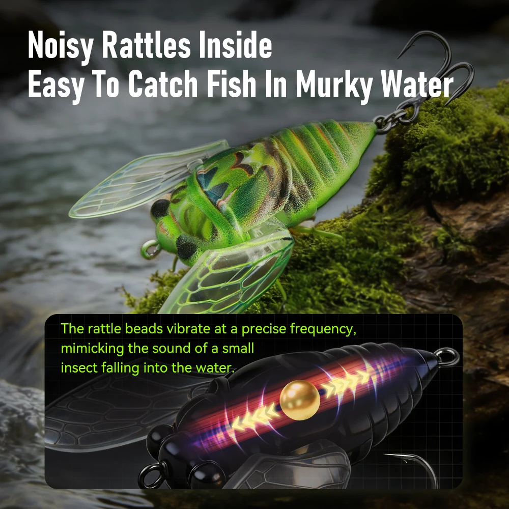Señuelo topwater flotante Kingdom Cicada Bionic para lubina - imagen 5