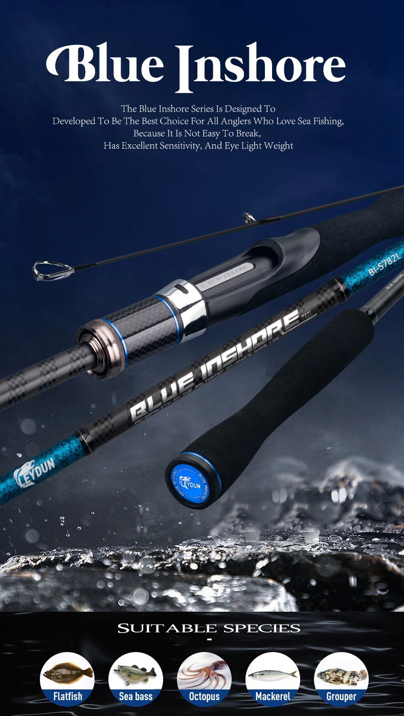 Caña spinning LEYDUN Azul Inshore para agua salada