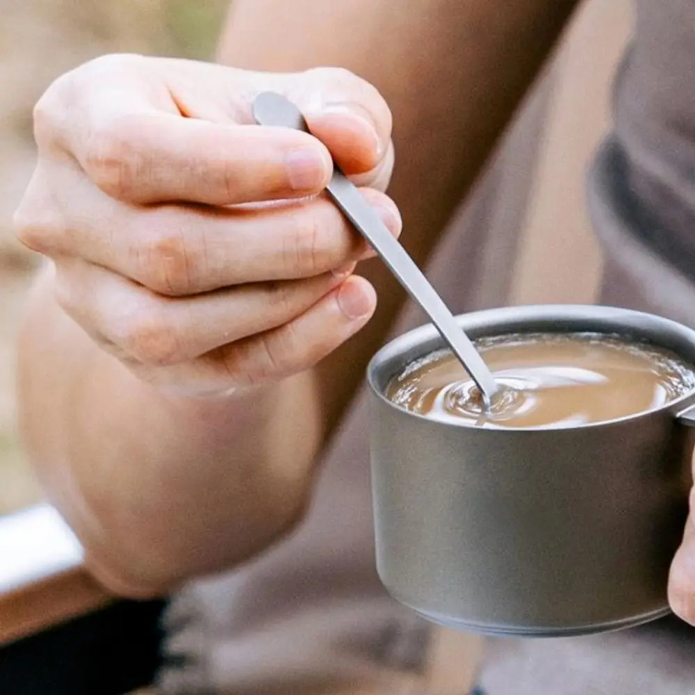 Cuchara agitadora de titanio mini de mango largo para té y café - imagen 2