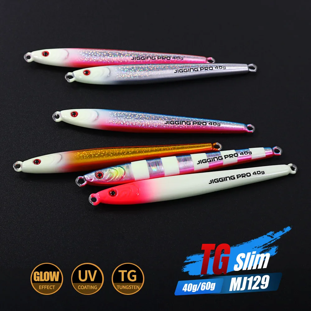 Jig de tungsteno JIGGING PRO con acabado metálico y detalles luminosos UV