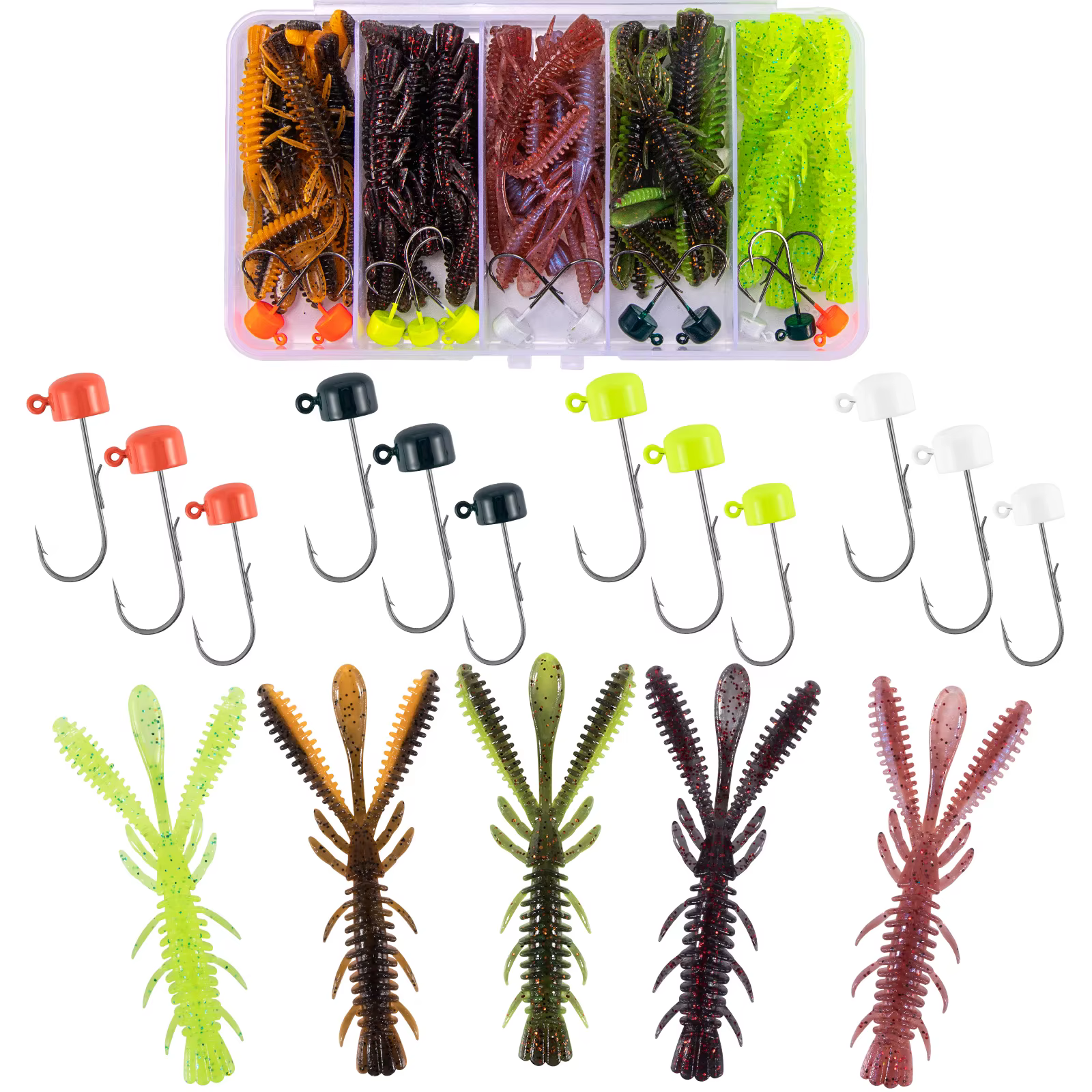 Kit Ned Rig – Anzuelos cabeza seta y vinilos cangrejo - imagen 5