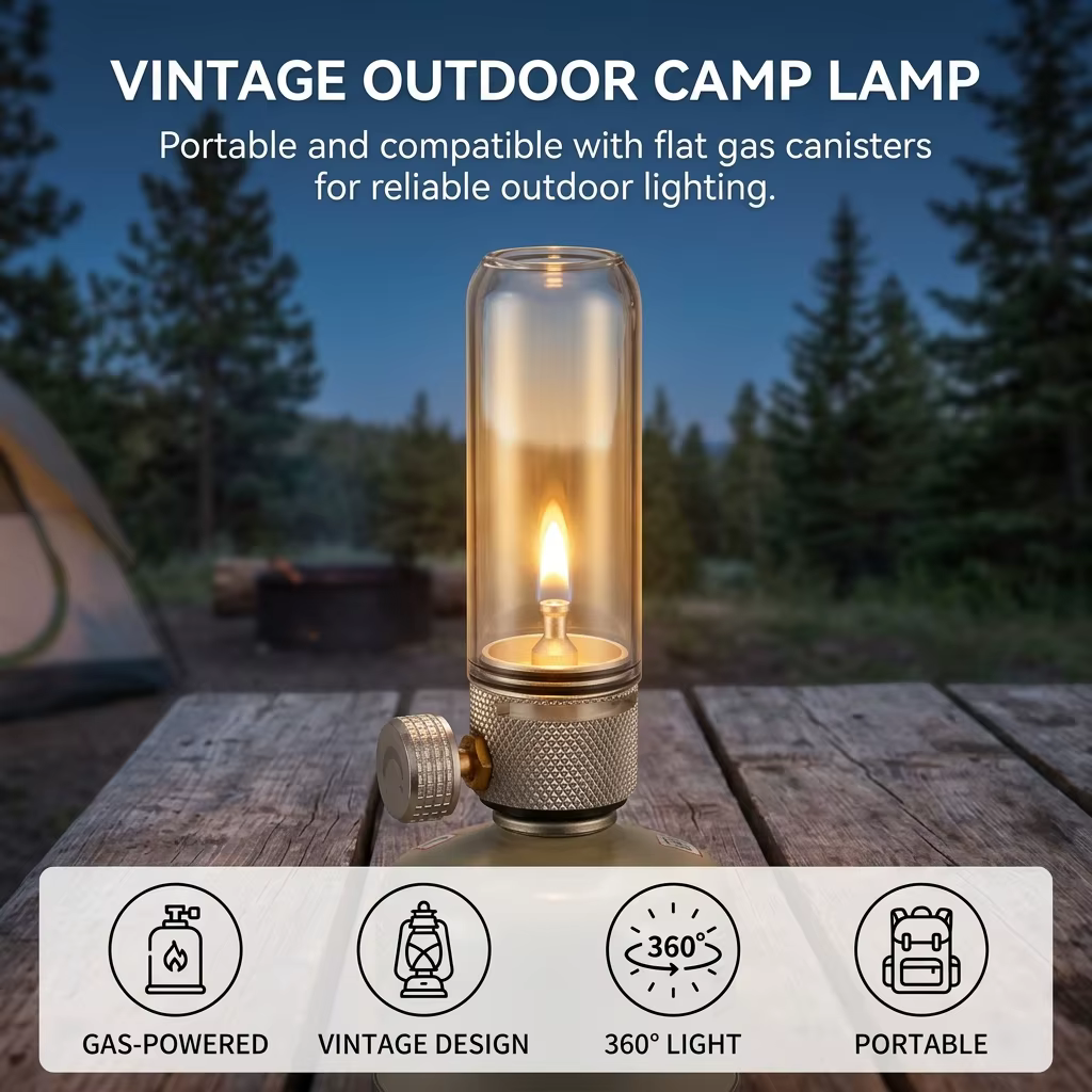 Linterna Vintage de Camping con Cilindro de Gas - imagen 2