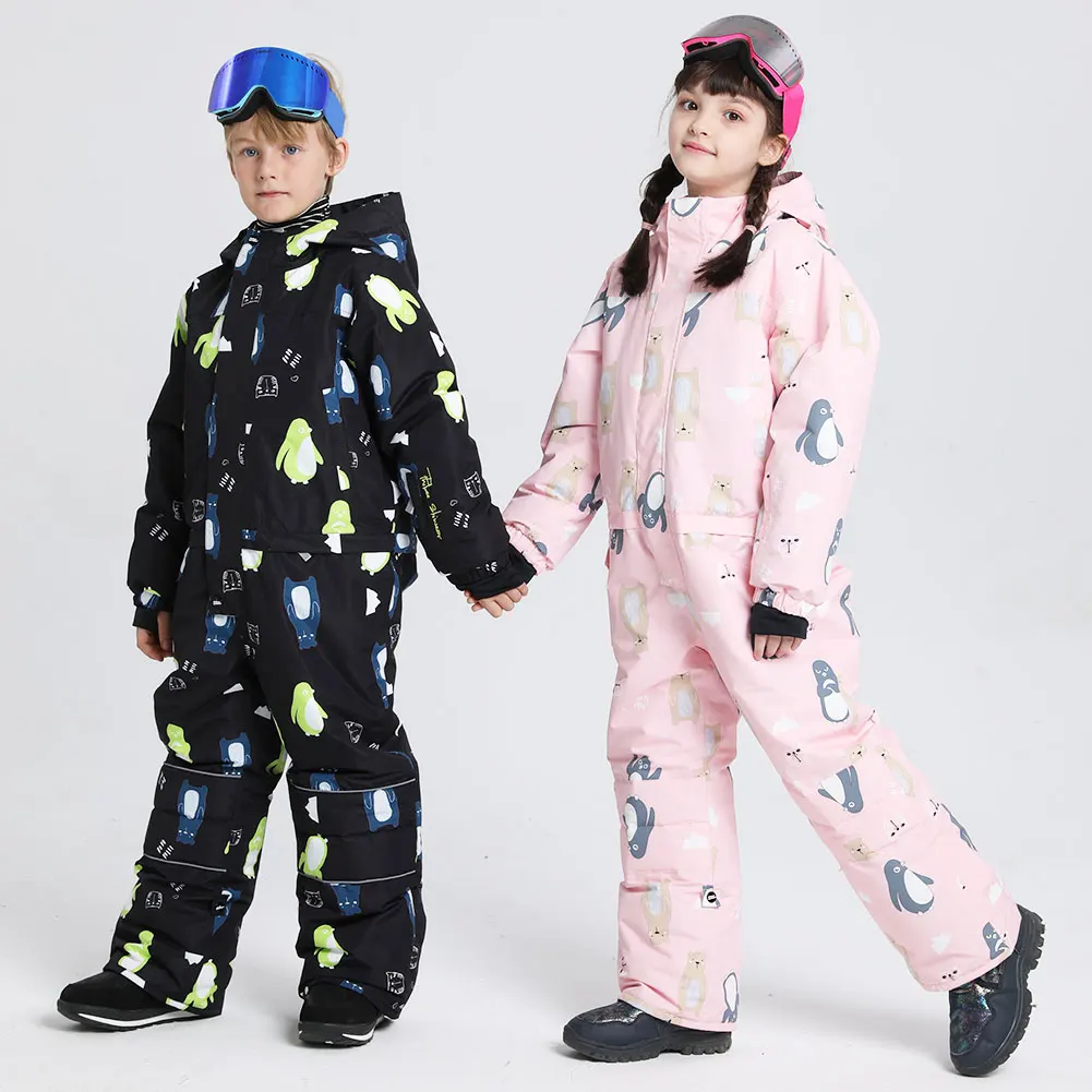 Traje de nieve infantil de una pieza pingüino cálido y cortaviento - imagen 5