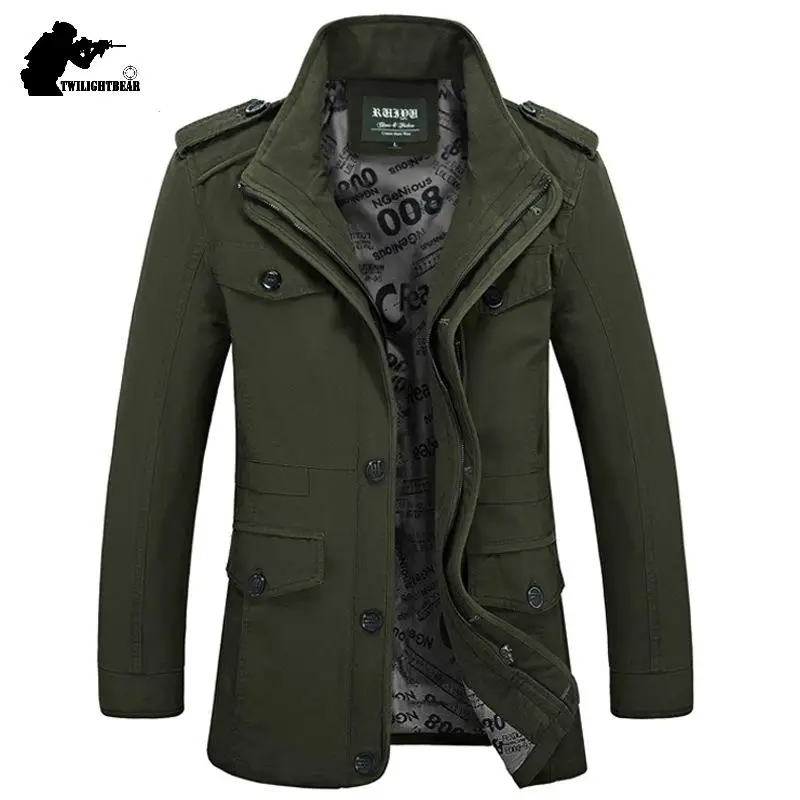 Gabardina larga hombre talla grande en algodón — abrigo casual
