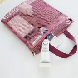 Bolsa de ducha portátil en malla con cremallera, secado rápido