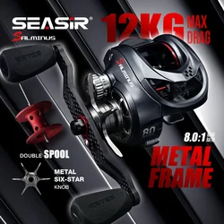 Carrete Baitcasting Seasir Salminus – Fibra de carbono y aluminio