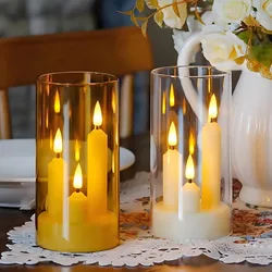 Velas LED cónicas parpadeantes 15 cm sin llama para decoración