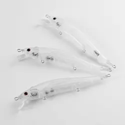 Jerkbaits flotantes blancos DIY con ojos para trucha, lubina y carpa