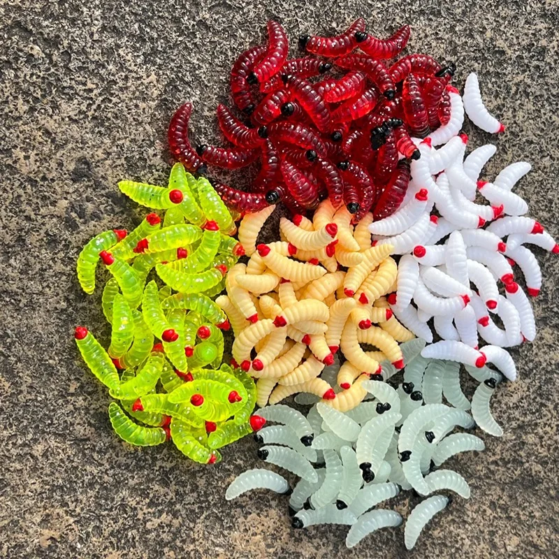 Mrlurion gusano Grub vinilo para pesca con mosca realista trucha - imagen 5