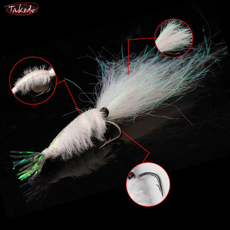 TAKEDO Anzuelo Mosca Camarón – Señuelo artificial faneca costera - imagen 4