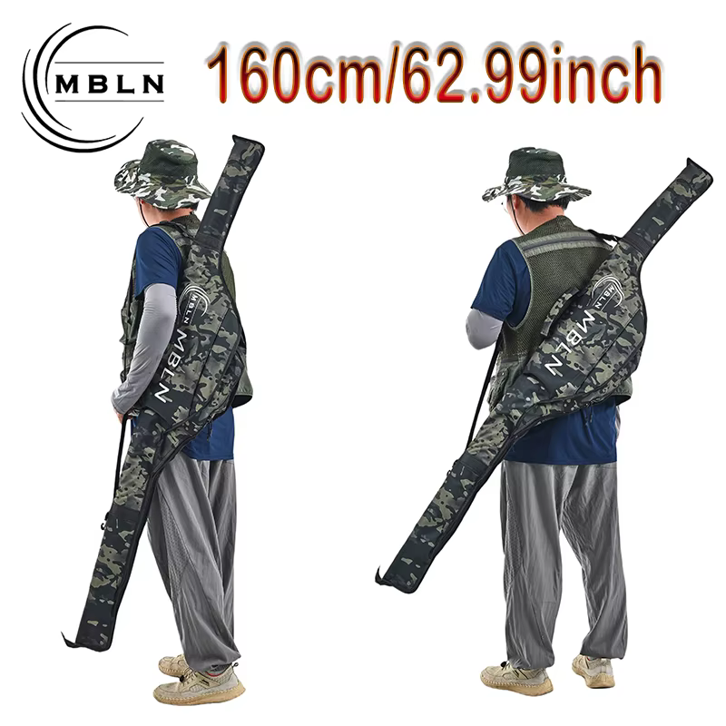 Bolsa plegable para caña de pescar con asa y bandolera