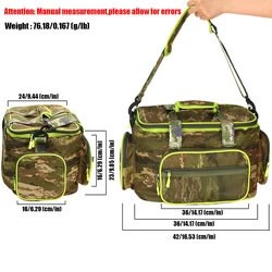 JOSBY bolsa de pesca multifuncional para cebo y equipo, gran capacidad
