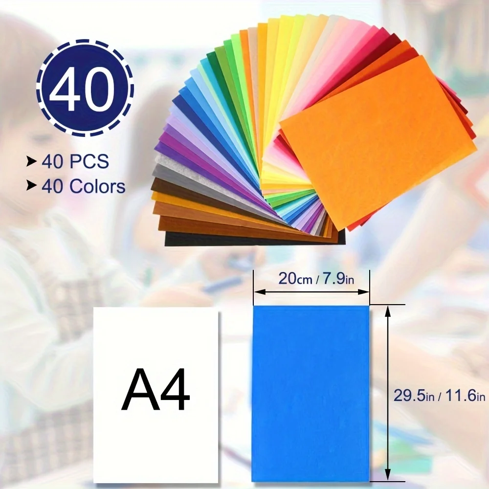 Hojas de fieltro grandes 8x12 para manualidades, colores surtidos