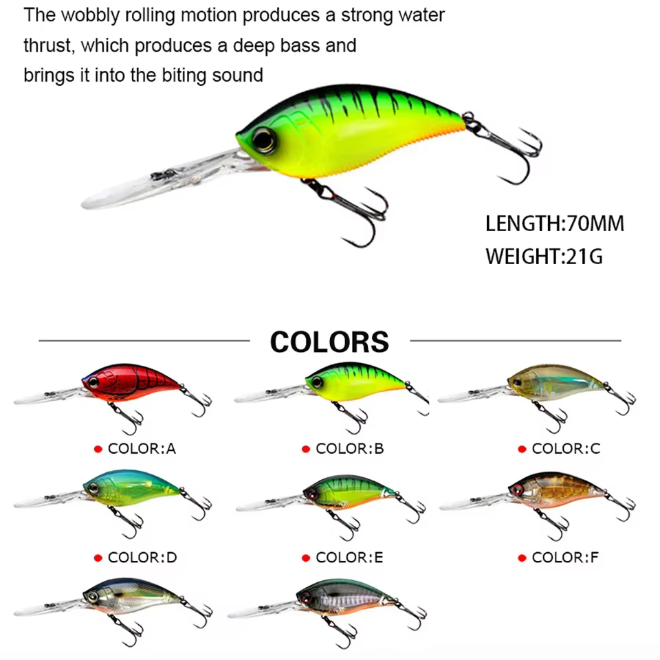 Wobbler Walk Fish 70mm Flotante – Ojos 3D para Lubina - imagen 5