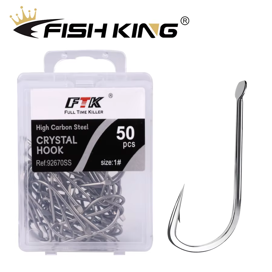 Anzuelo Fish King con púas – Acero carbono para lubina y vinilo