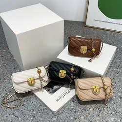 Bolso bandolera con cadena de cuero PU y cierre giratorio