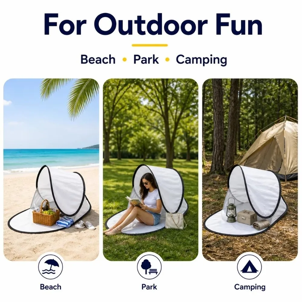 Carpa de playa desplegada para exteriores