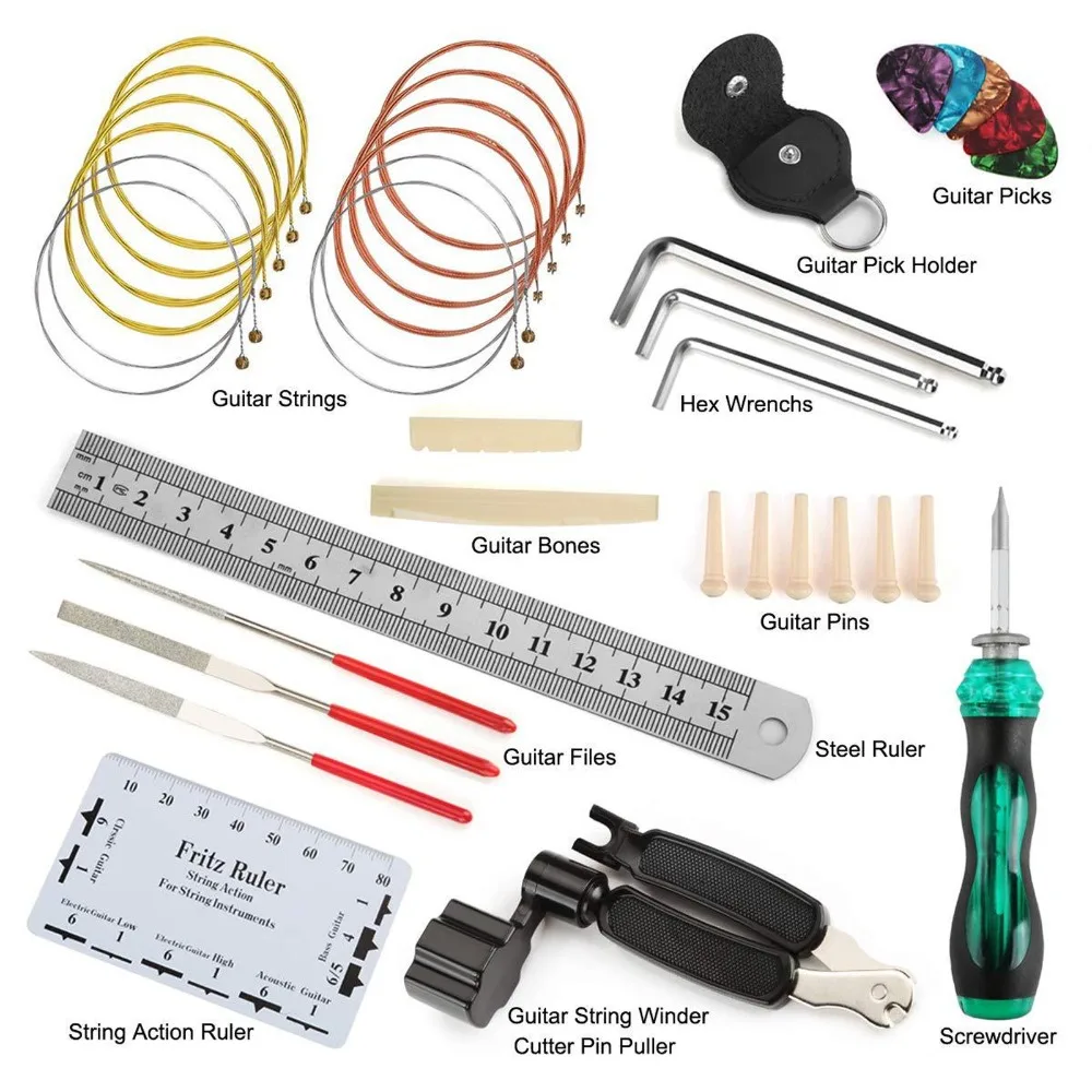 Kit completo de herramientas para guitarra en bolsa negra