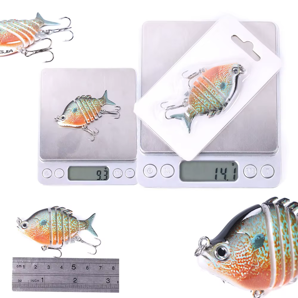 Sunfish Swimbait 6 segmentos con ojos 3D, anzuelo triple y caída - imagen 4