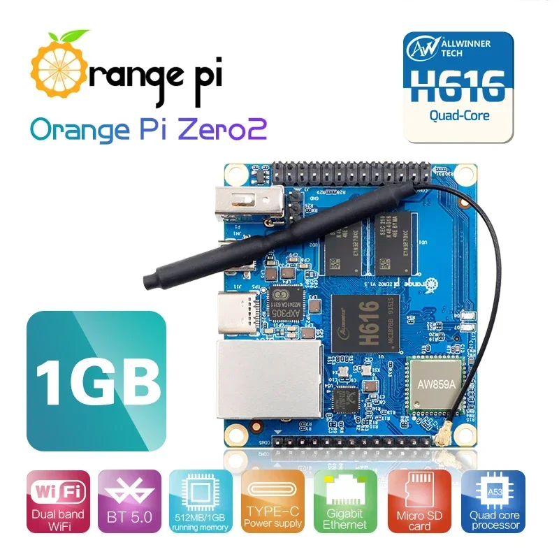 Orange Pi Zero 2 placa SBC con WiFi Bluetooth y funda negra - imagen 2
