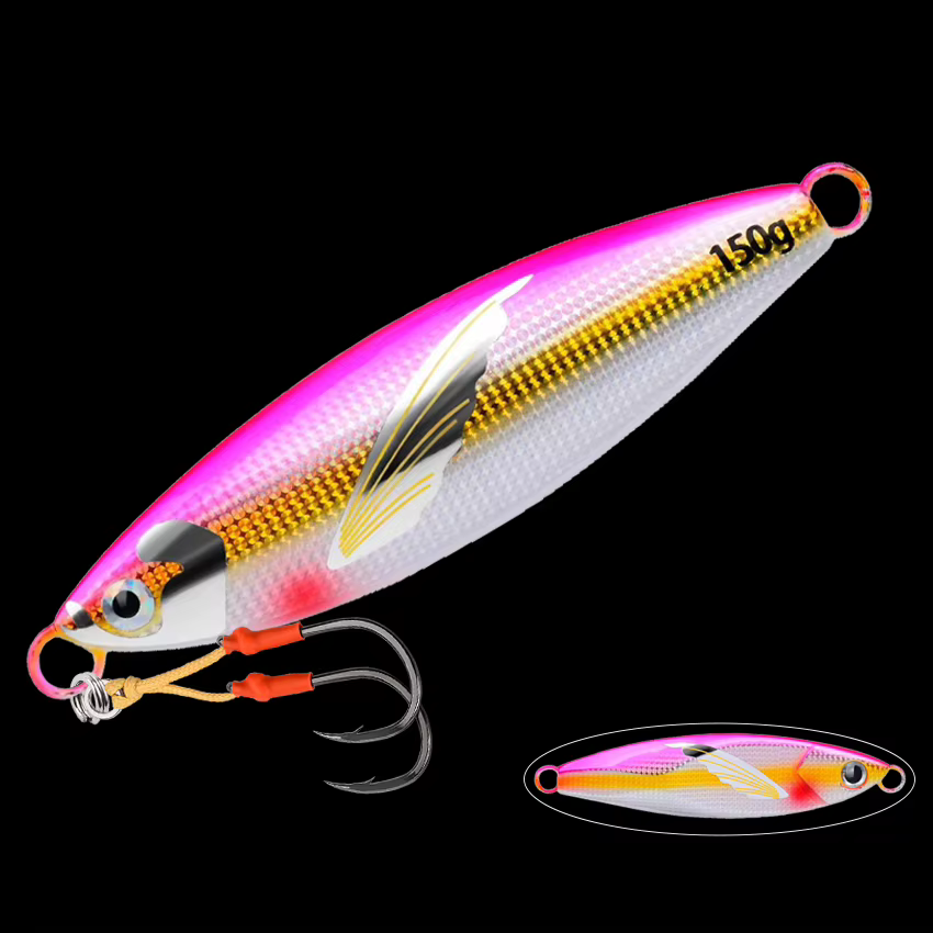 Jig metálico de hundimiento lento con doble anzuelo para atún y lubina - imagen 2