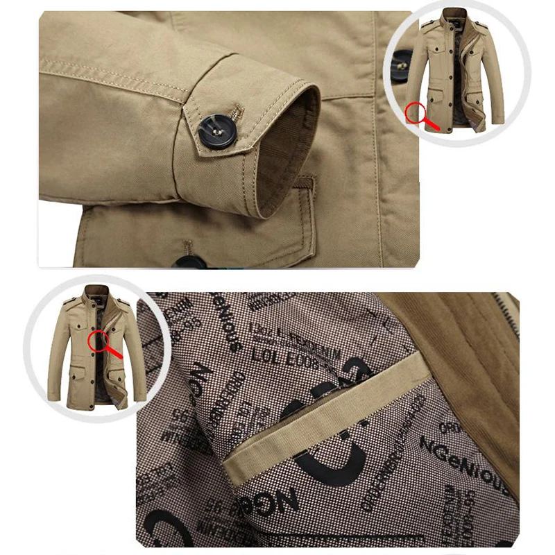 Gabardina larga hombre talla grande en algodón — abrigo casual - imagen 5