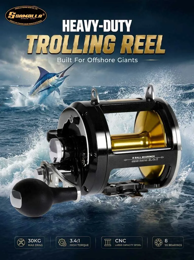 Carrete de pesca SAMOLLA con diseño robusto