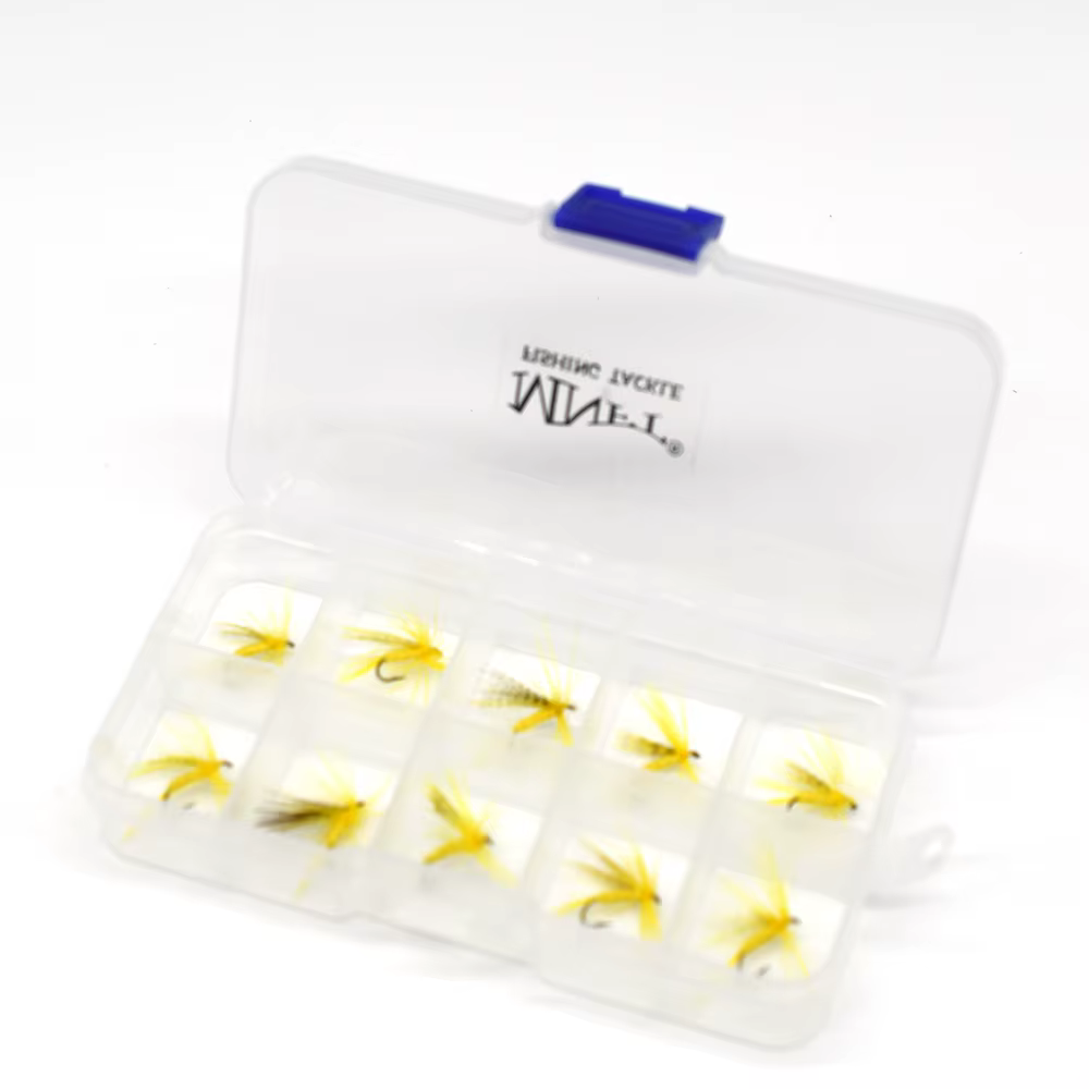 Moscas de pesca Mnft – Amarillas con brillo dorado - imagen 3