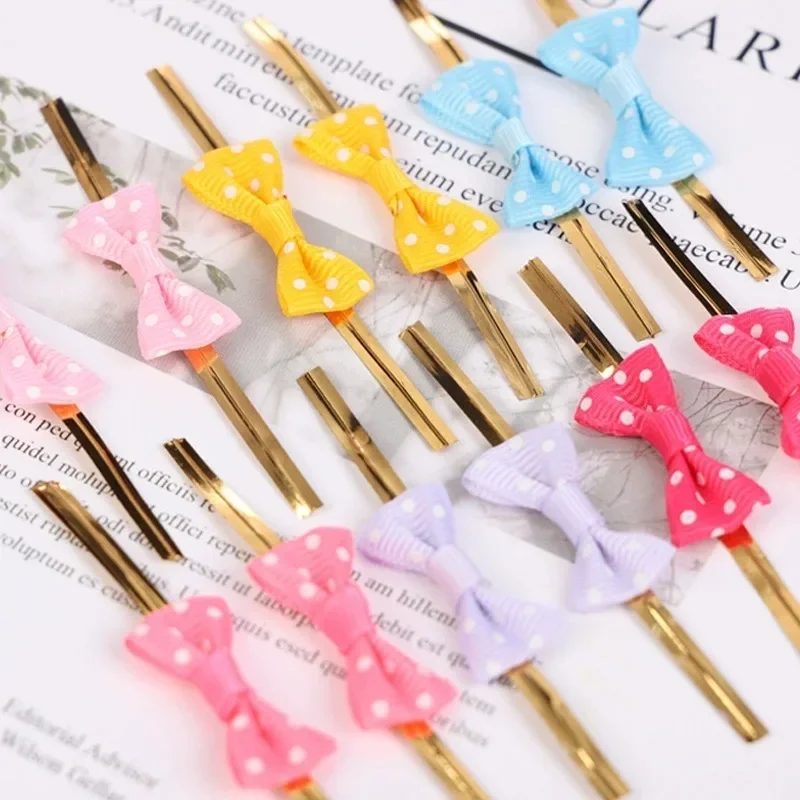 Juego de 50 alambres dorados con forma de lazo para bolsas y cake pops