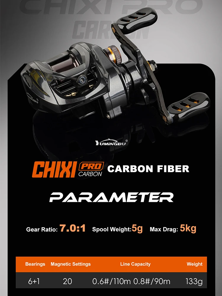 Carrete Baitcaster micro FeatherLight trucha carbono – freno magnético - imagen 5
