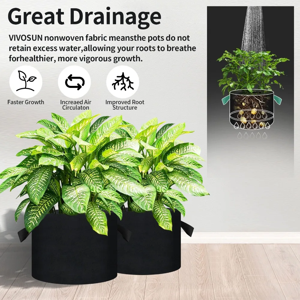 Bolsas de cultivo de tela no tejida con asas y aireación para plantas - imagen 3