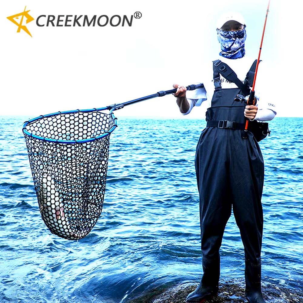 Sacadera plegable de mango largo con malla de goma para peces grandes - imagen 3