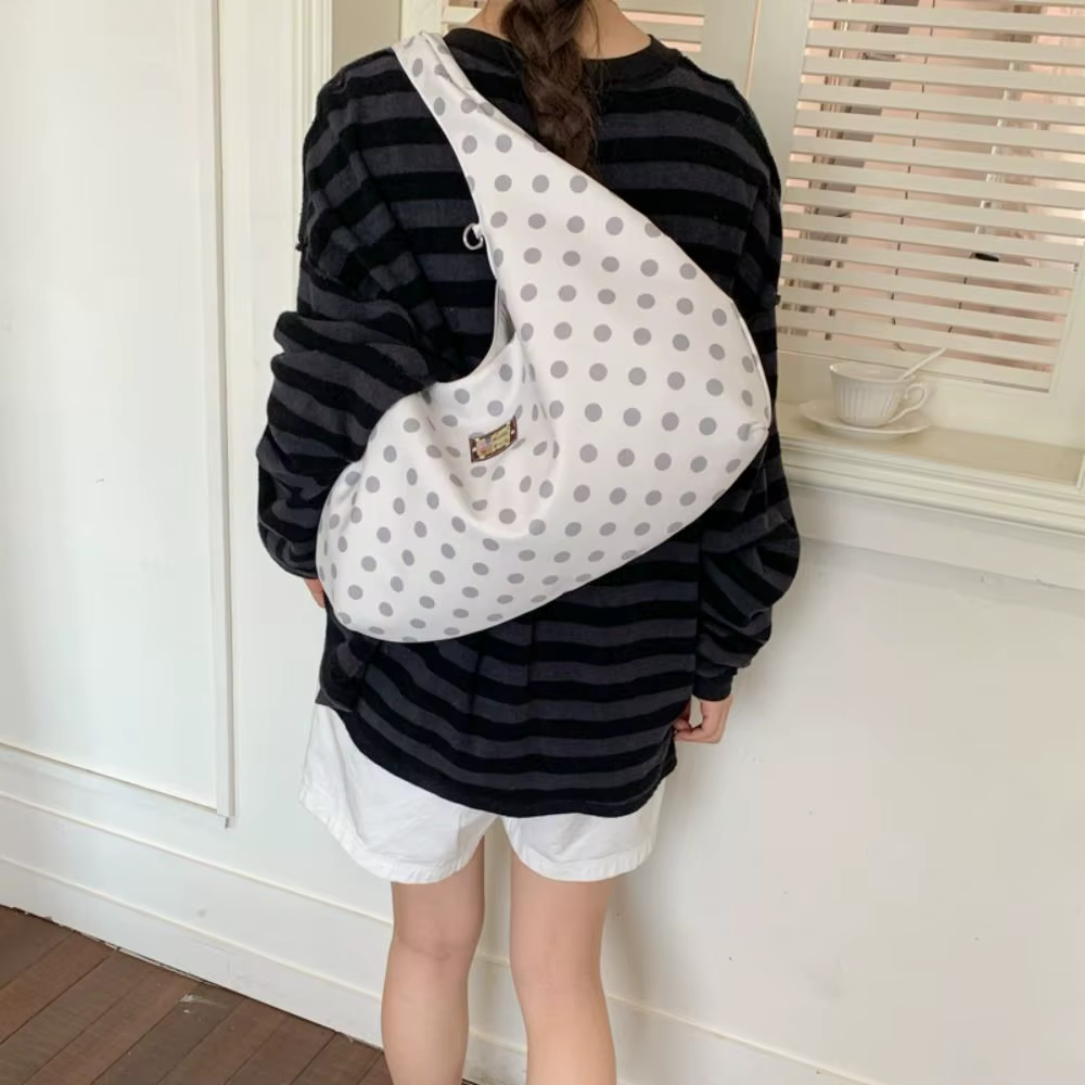 Bolso tote de mujer reversible con lunares y gran capacidad - imagen 2