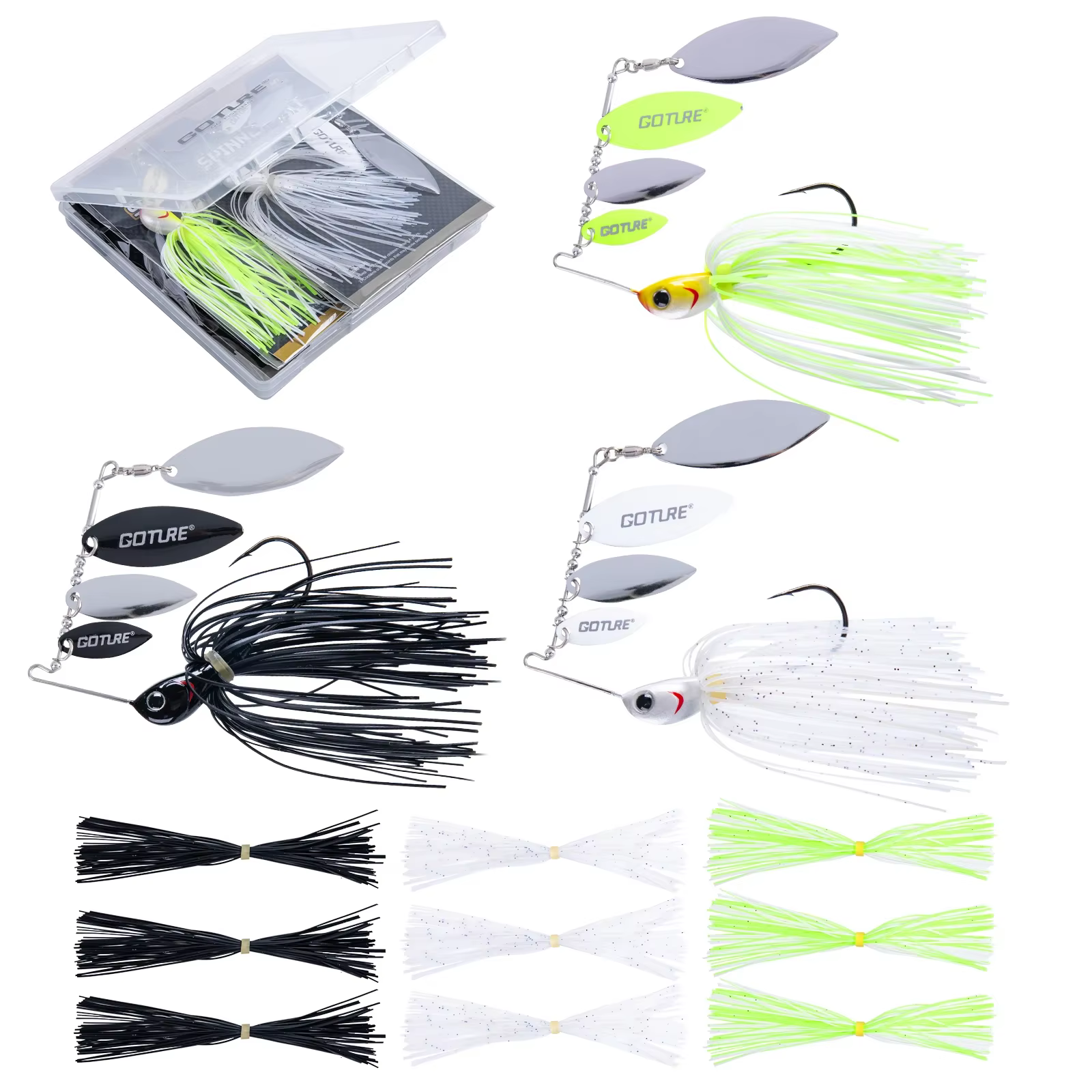 Juego de 4 spinnerbaits Goture en variedad de colores