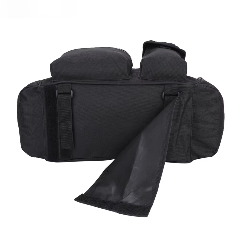Bolsa sillín bicicleta con correas ajustables y múltiples bolsillos