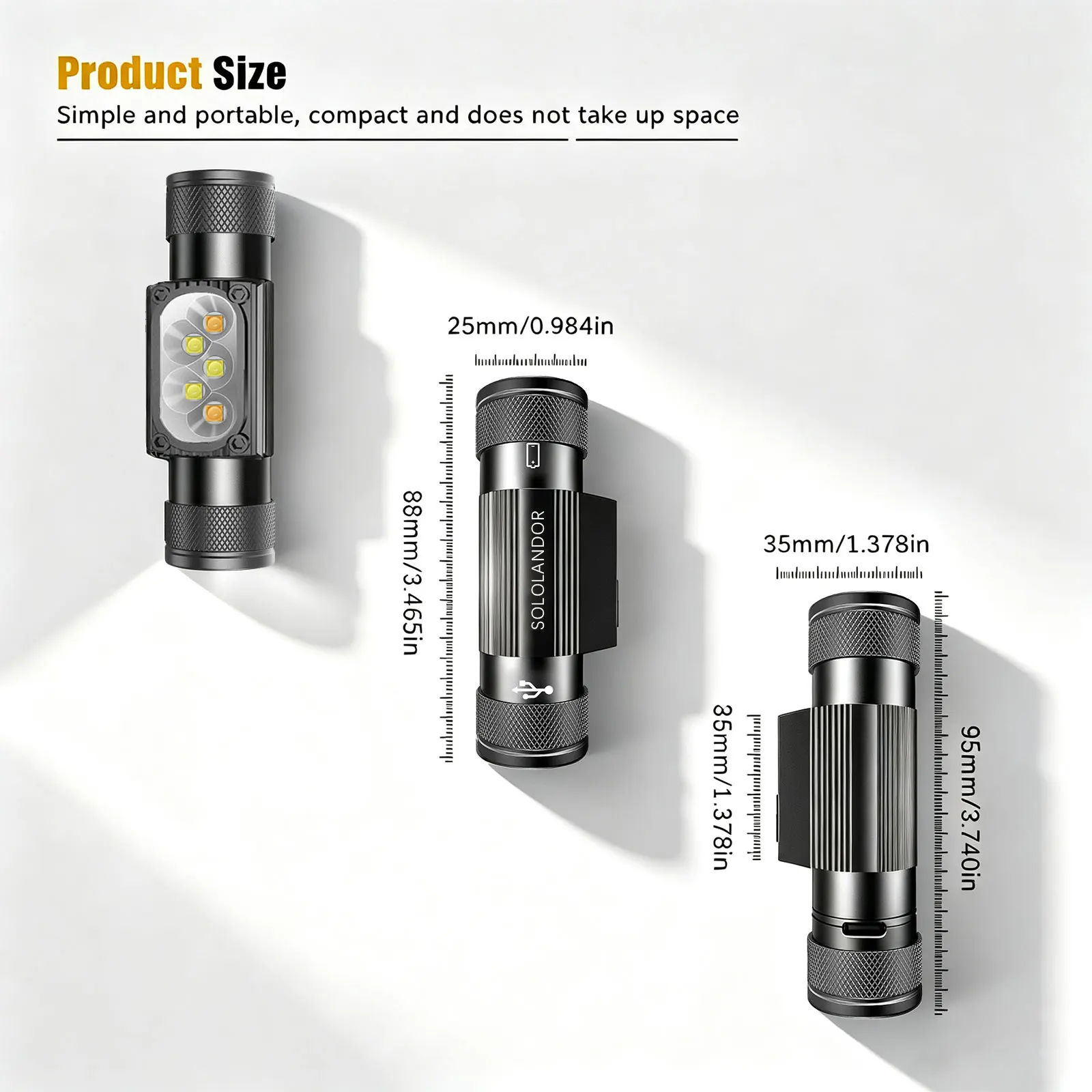 Linterna LED cabeza USB para pesca nocturna – Luz doble