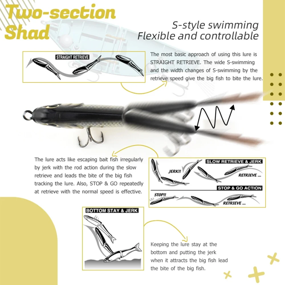 Señuelo Glide Bait con cola de fibra realista – Crankbait - imagen 4