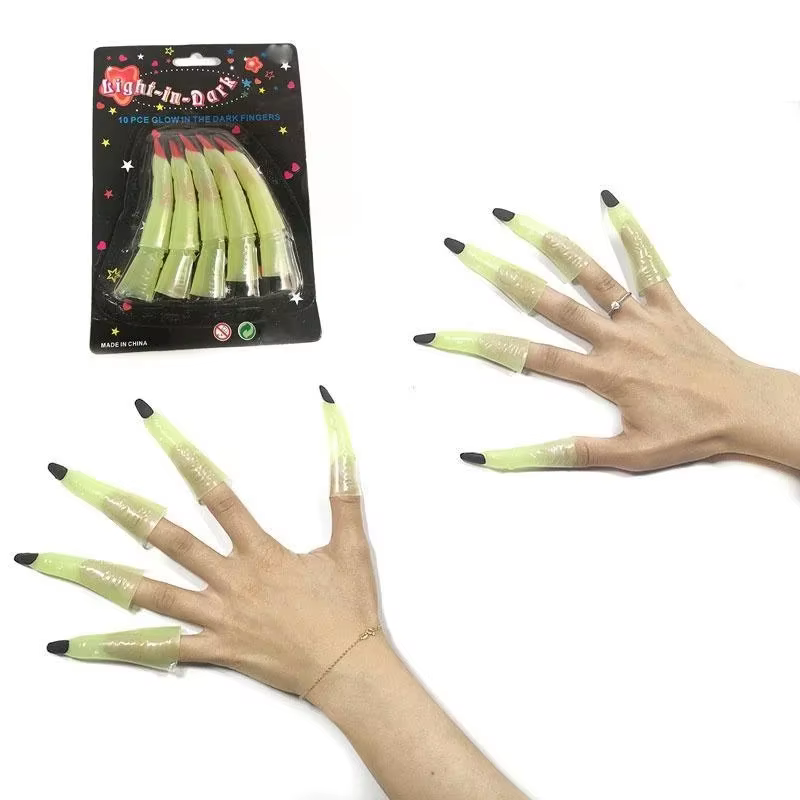 Juego de uñas postizas luminosas en varios colores