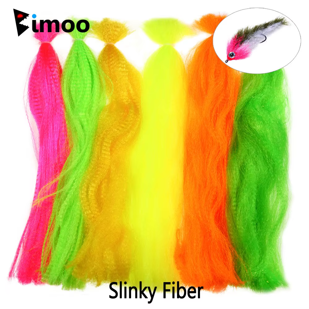 Bimoo Bucktail para moscas - Fibra rizada prensada y pelo sintético