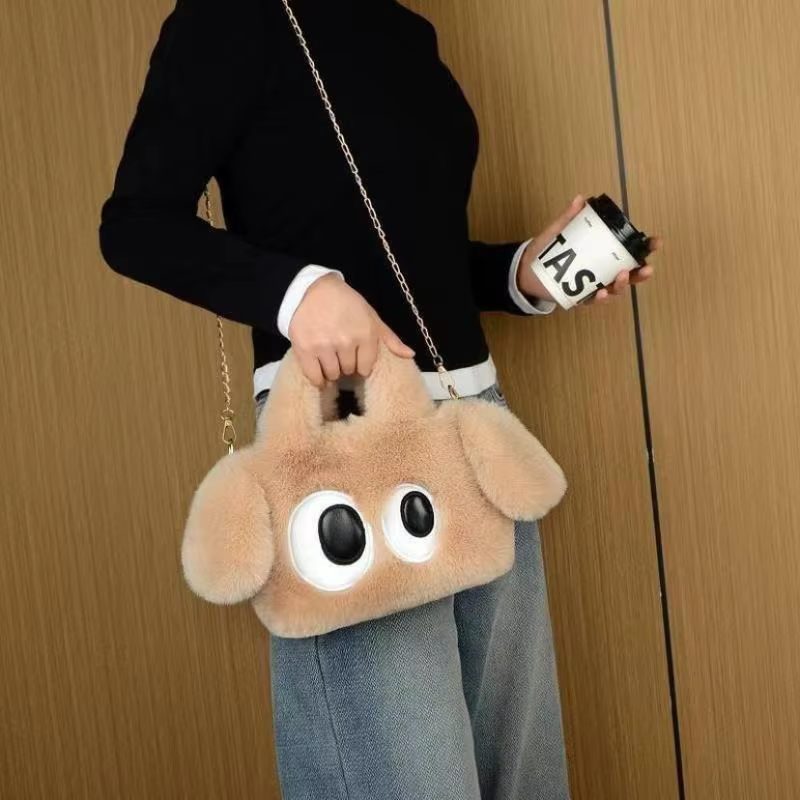 Bolso Bandolera de Peluche con Ojos Grandes para Mujer - imagen 5