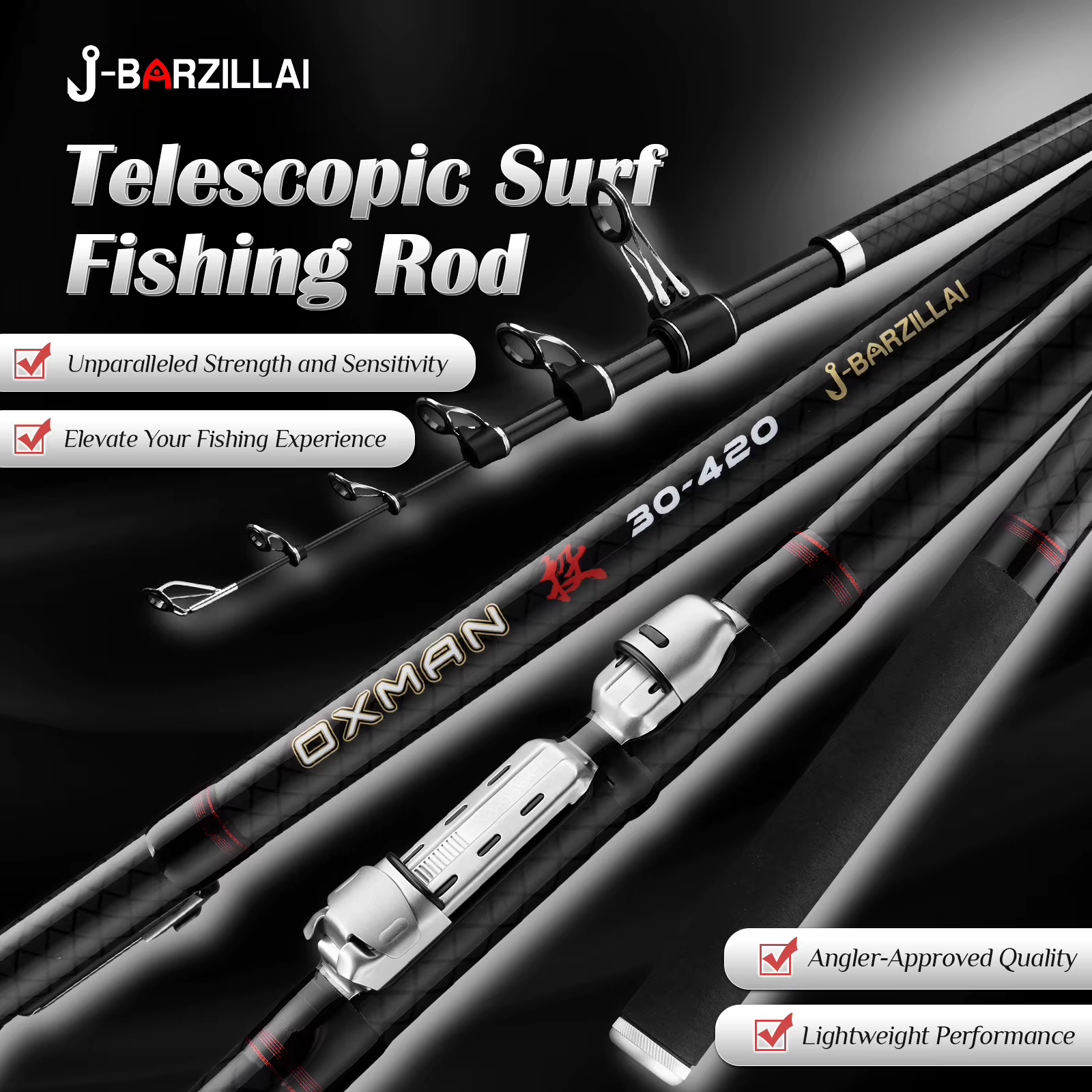 Caña Surfcasting Telescópica OXMAN – Carbono 30T para Pesca en Orilla - imagen 4