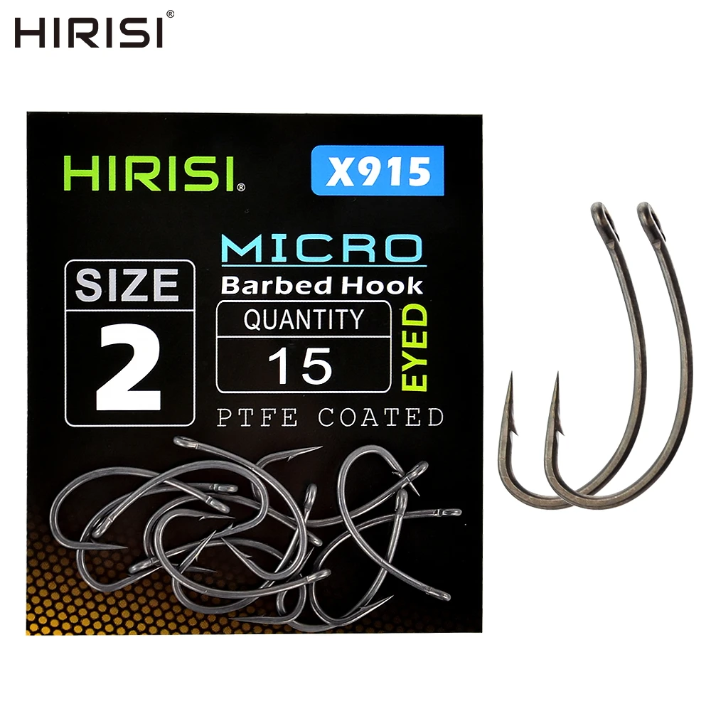 Hirisi X915 Anzuelos Carpa Micro Eye - Acero Carbono PTFE - imagen 3