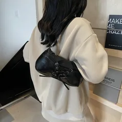 Bolso de hombro en cuero PU para mujer con lazo moda y color sólido