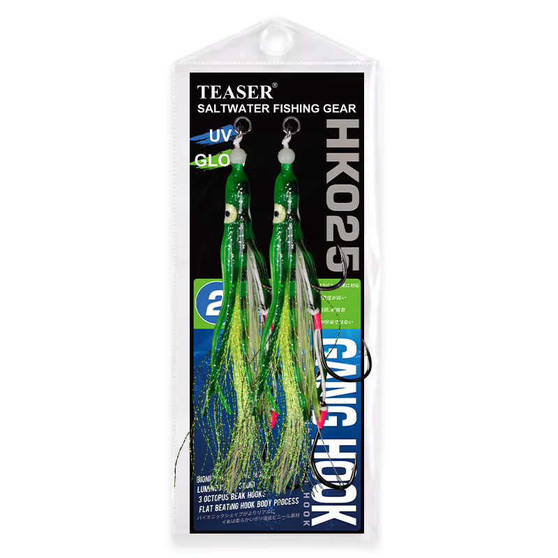 Anzuelos triples jigging Teaser HK025 con brillo UV para mar - imagen 5